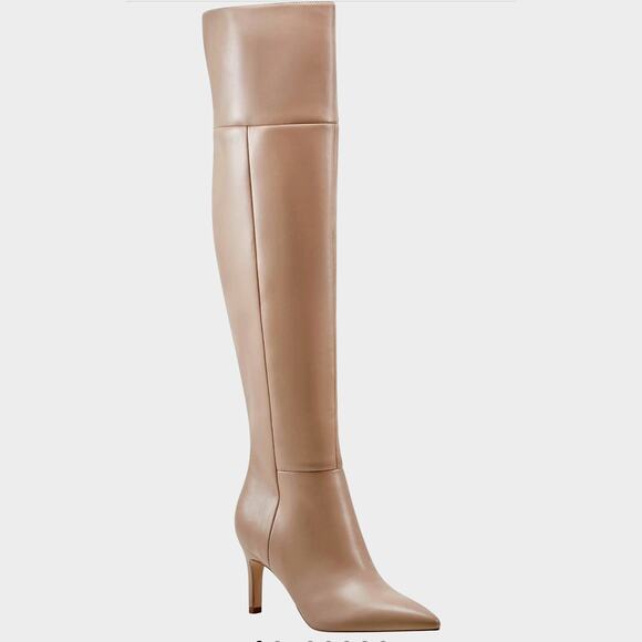 Marc Fisher LTD Genessa 2 Pointed Toe Over the Knee Boot Med Natural 8 - Picture 1 of 7
